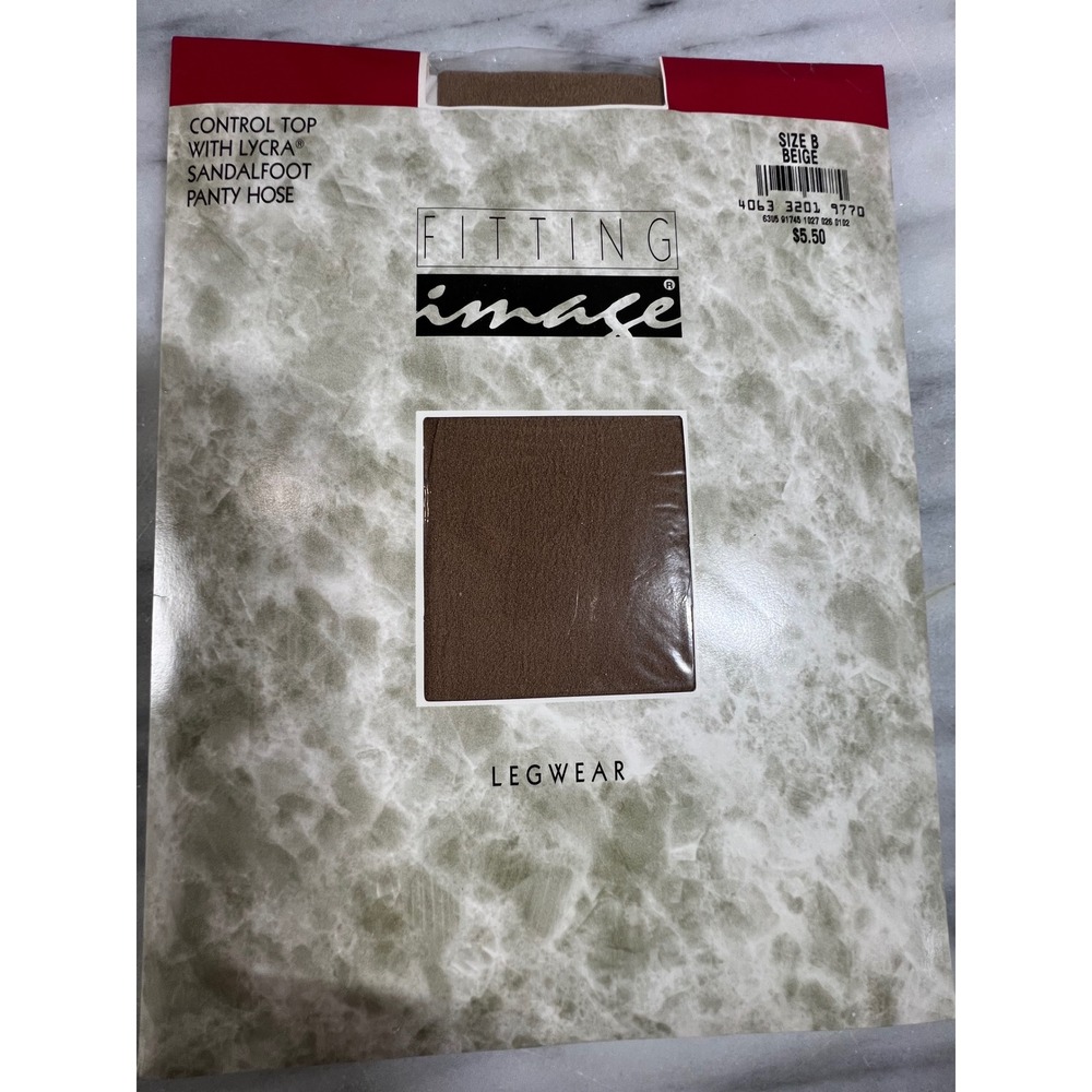 Fitting Image Control Top Lycra Sandalfoot Panty Hose Beige Size B